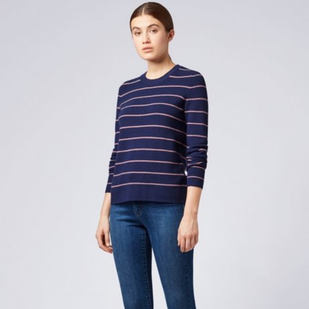 Hugo Boss Blue Striped Relaxed Fit Sweater L